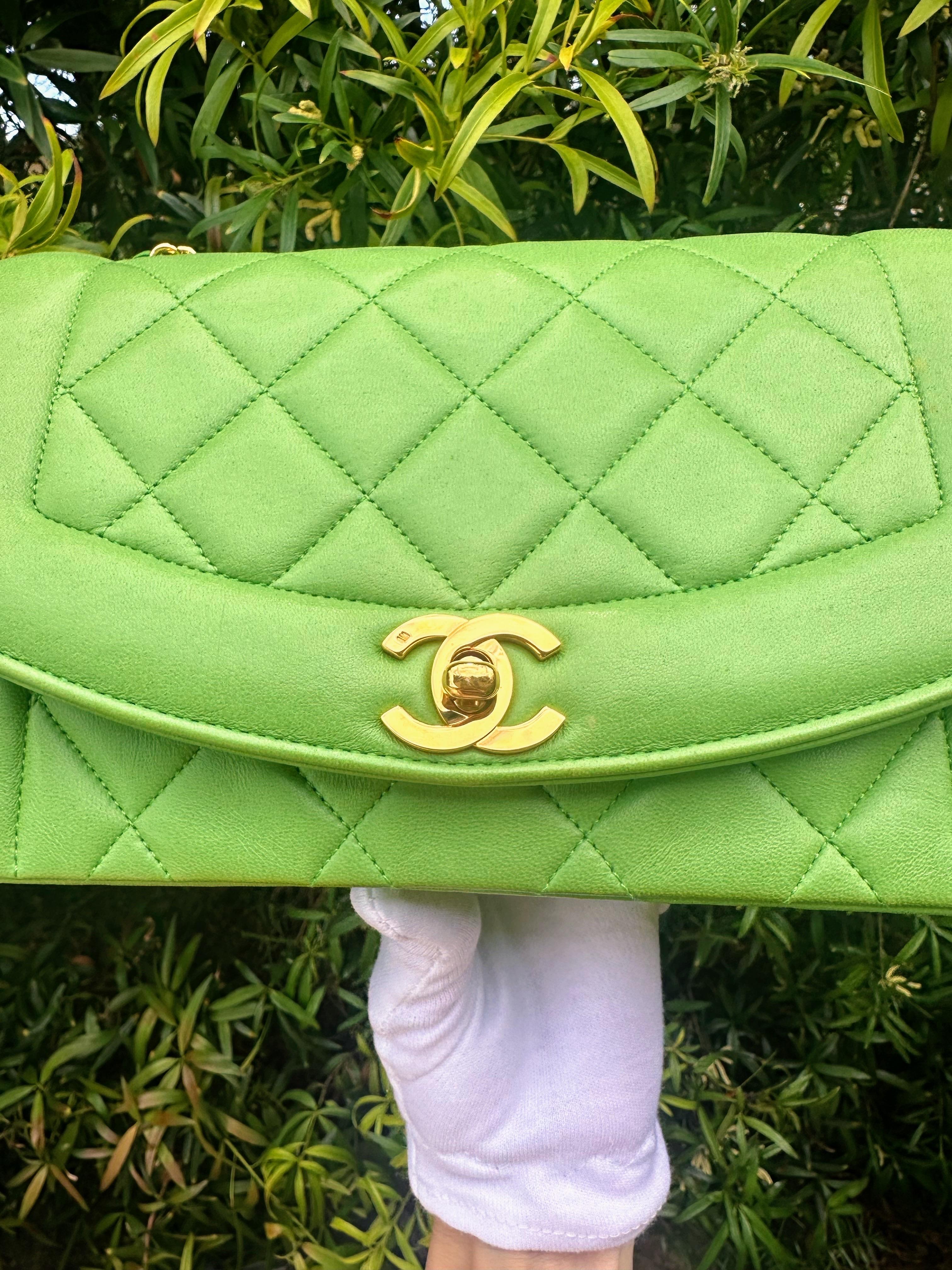 Chanel Vintage Green Small Diana Flap Bag 13