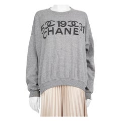 Chanel Vintage Grey Chanel Logo Sweatshirt Size L