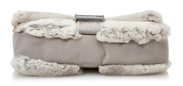 CHANEL Mouton Fur Real Fur Gray Shoulder Bag USED 0210M