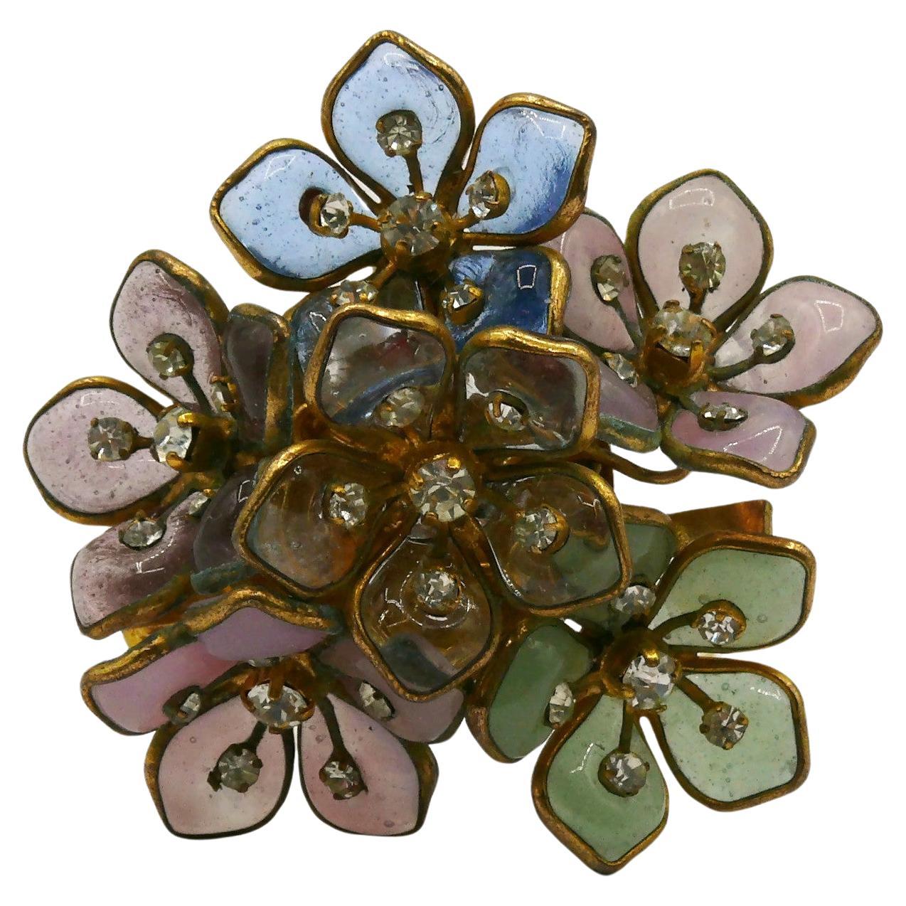 CHANEL Vintage Gripoix Floral Brooch