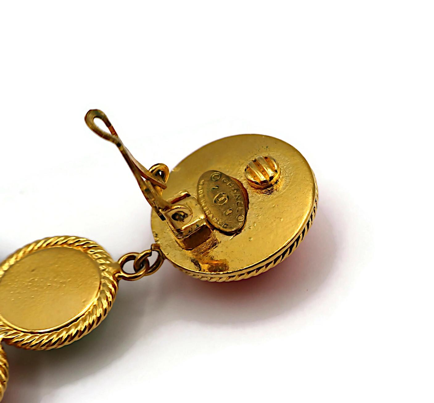 CHANEL Vintage Gripoix Glass CC Logo Dangling Earrings, 1993 For Sale 5