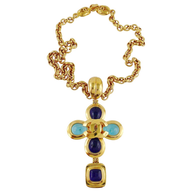 Chanel Necklace With Gripoix Cross Pendant
