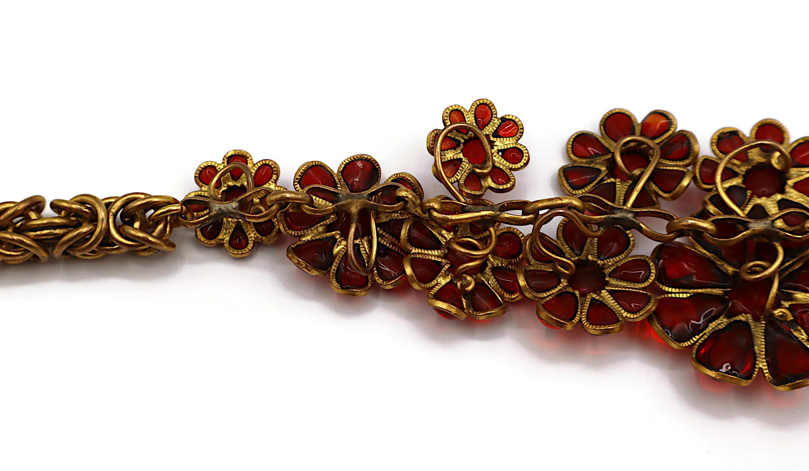 CHANEL Vintage GRIPOIX Poured Glass Floral Necklace For Sale 11