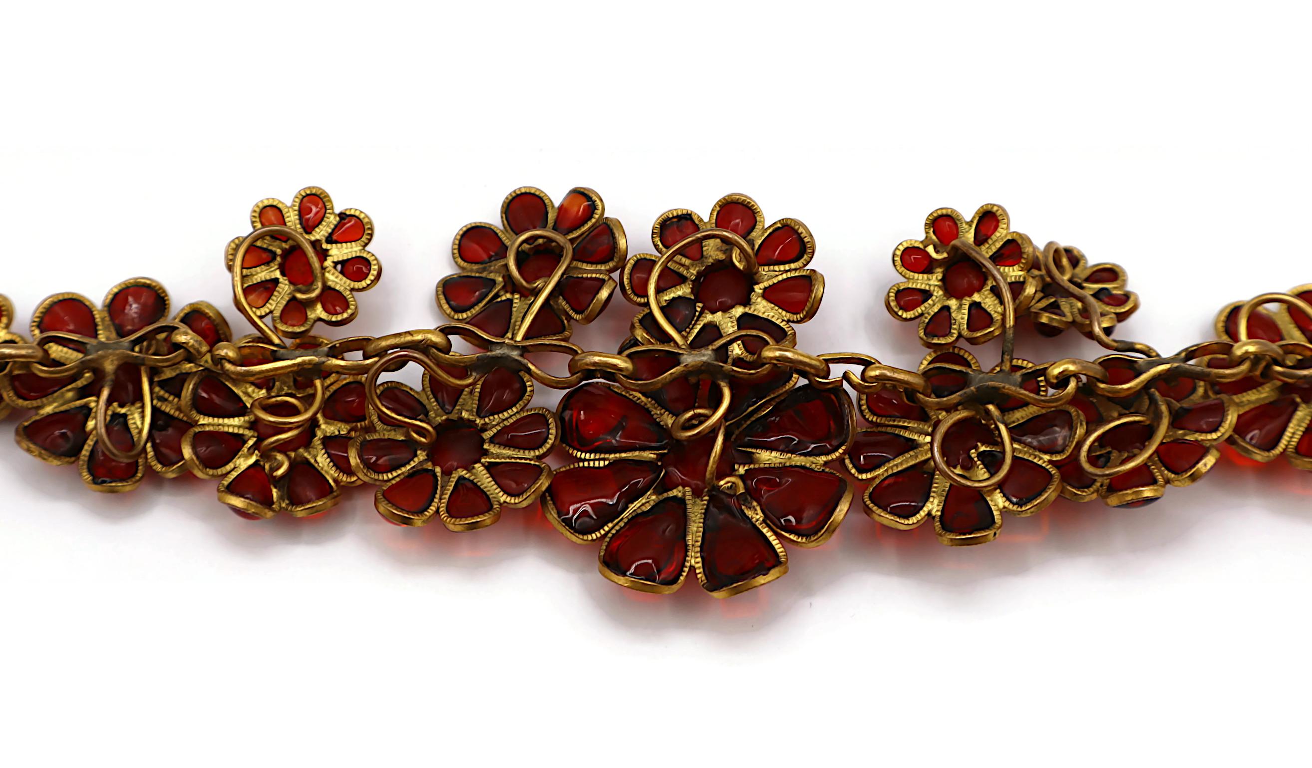 CHANEL Vintage GRIPOIX Poured Glass Floral Necklace For Sale 12