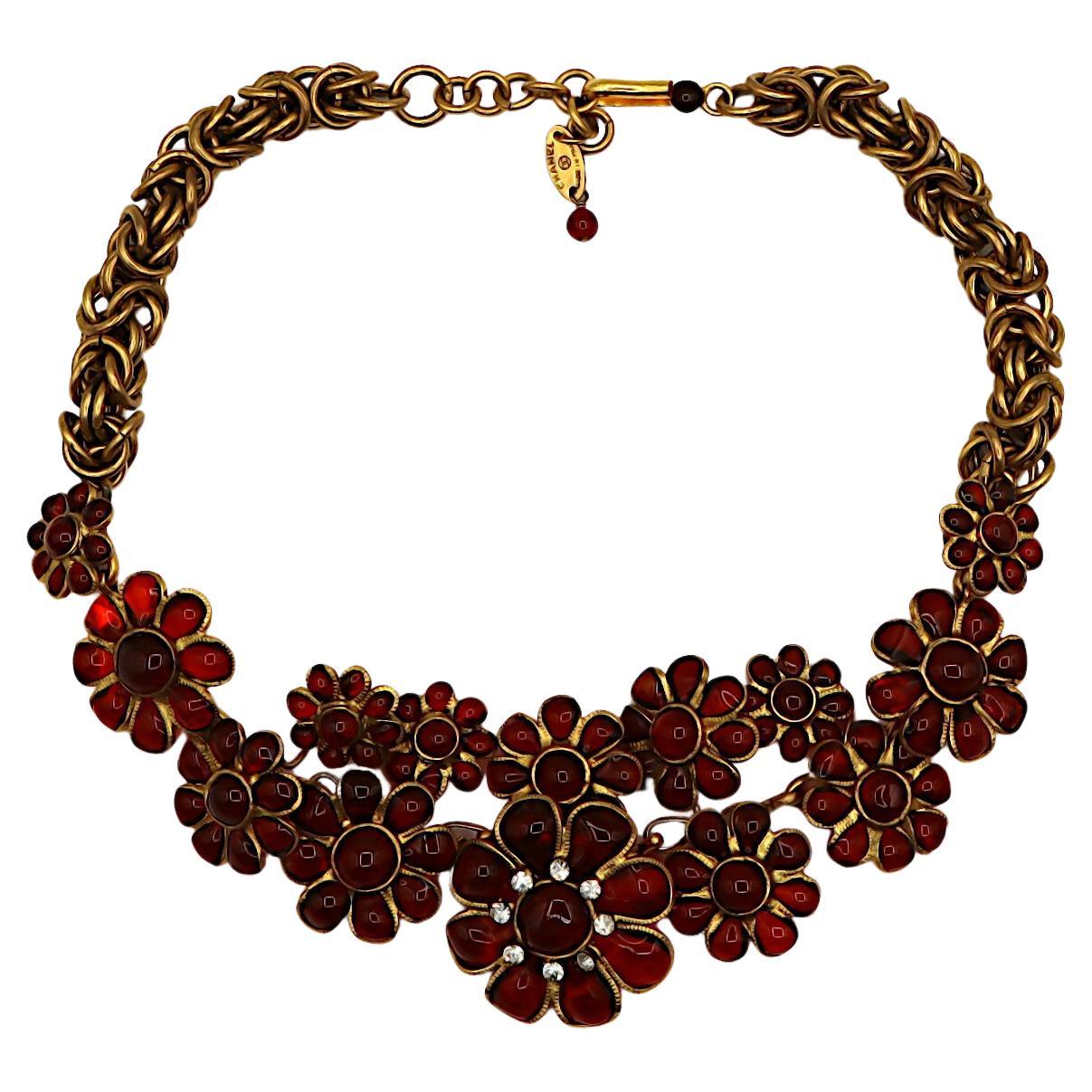 CHANEL Vintage GRIPOIX Poured Glass Floral Necklace For Sale
