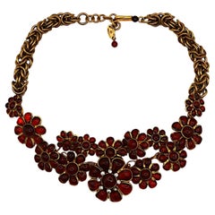 CHANEL Vintage GRIPOIX Poured Glass Floral Necklace