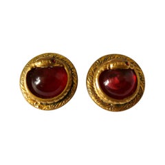 Chanel Vintage Gripoix Serpent Clip-On Earrings