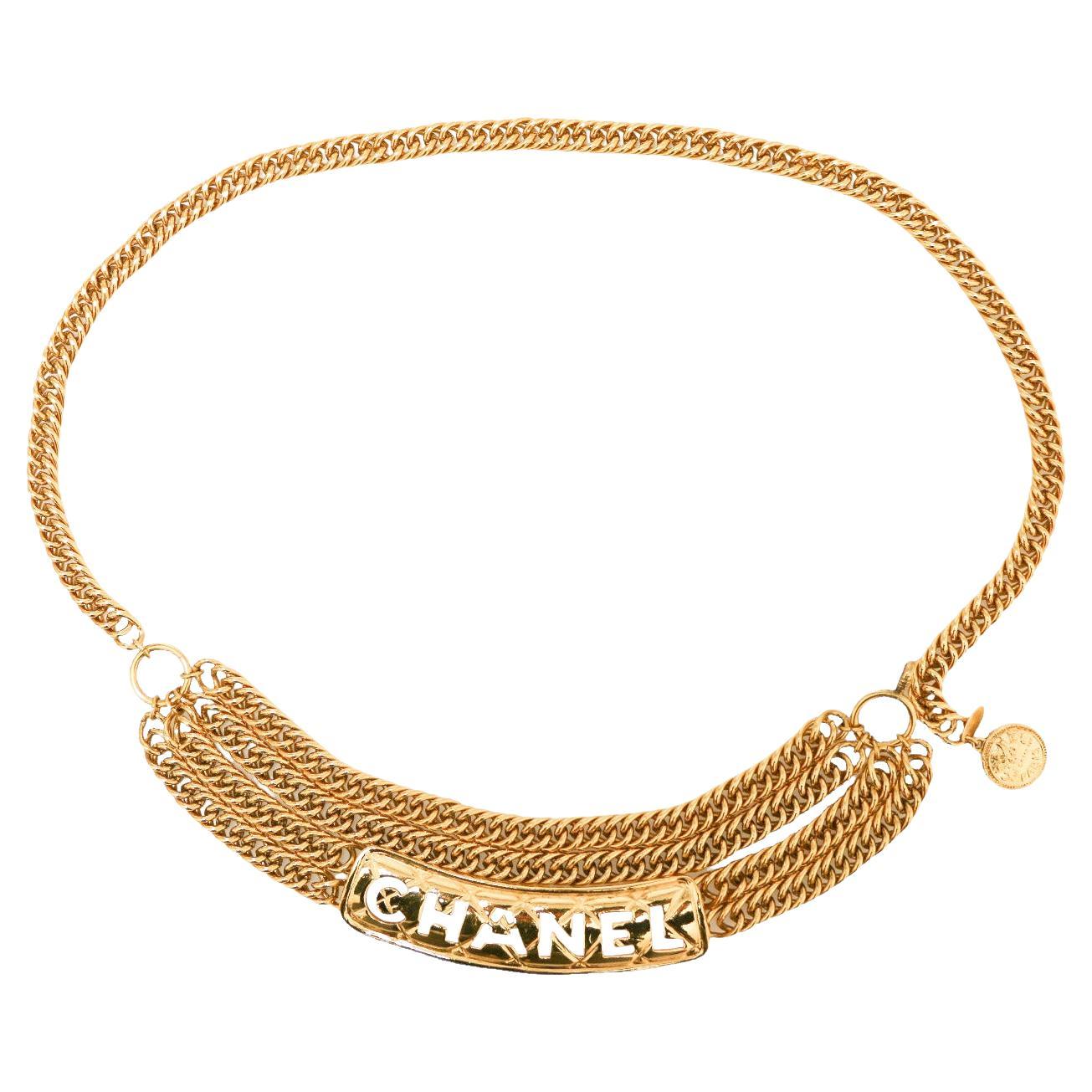 CHANEL Vintage Guilded Chain Belt For Sale