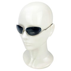 Chanel Vintage Half Frame Floating Gray Lens Silver Sunglasses c2000s