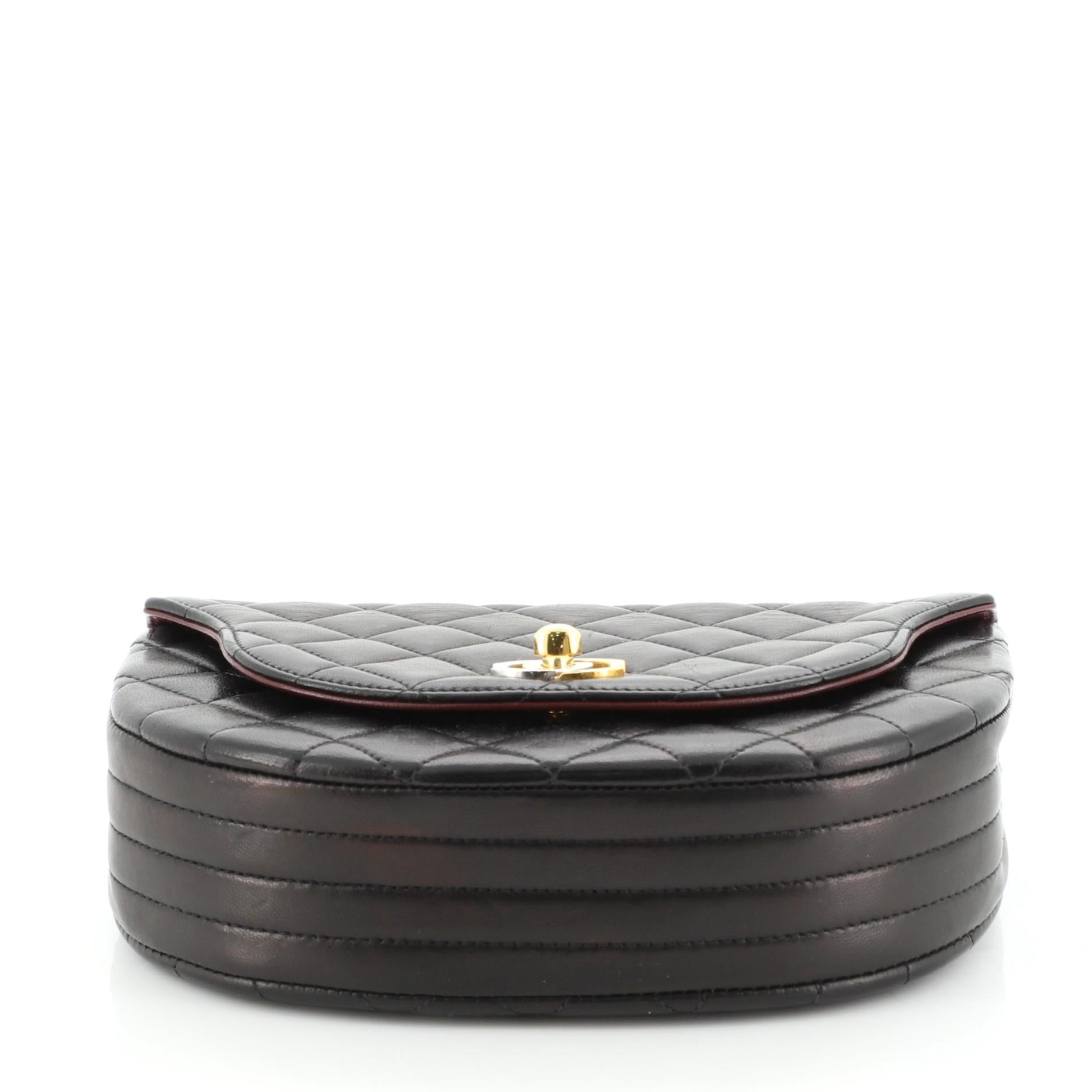 Chanel Vintage Half Moon Two Tone Chain Flap Quilted Lambskin Mini Bon état à NY, NY
