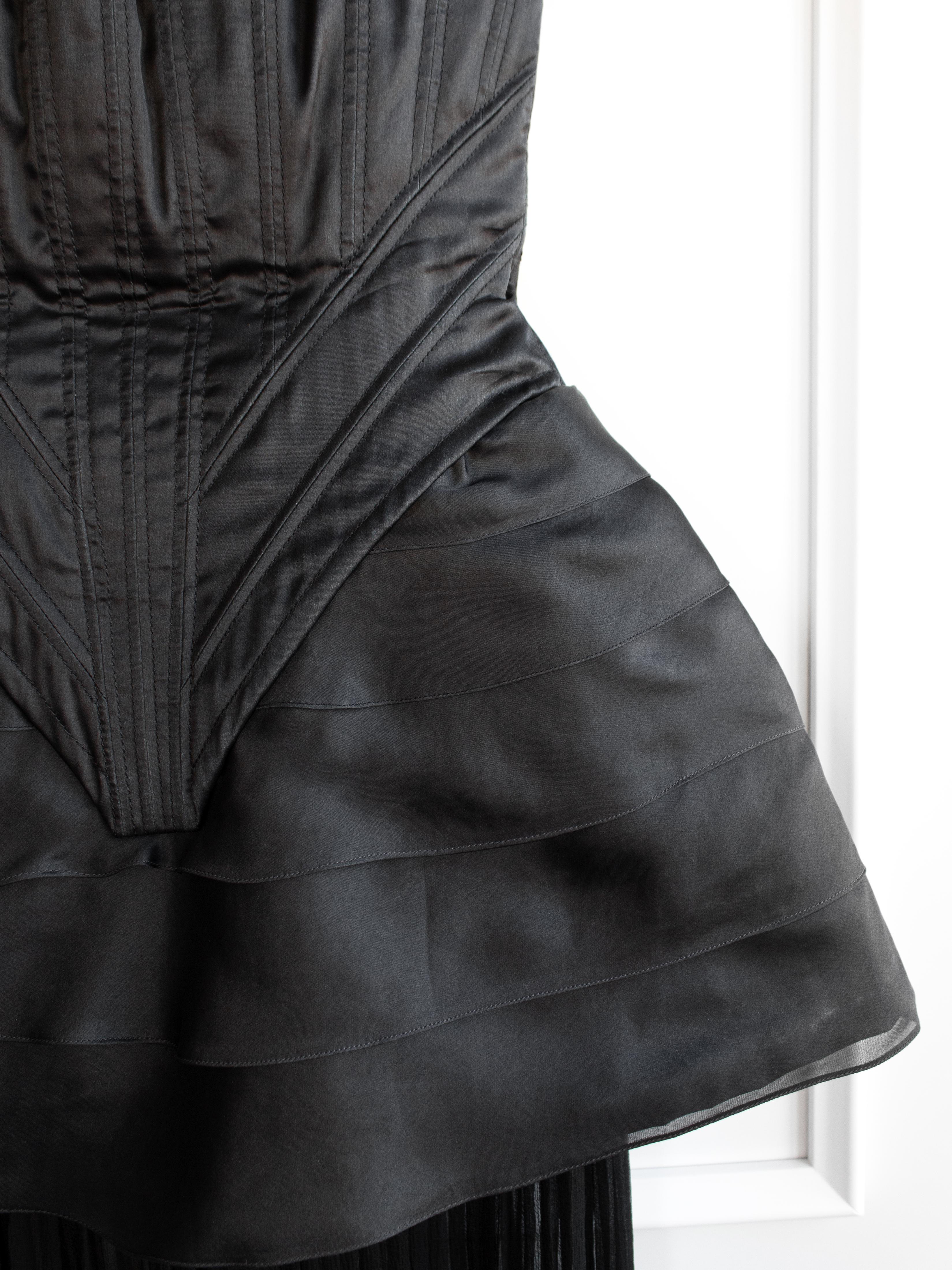 Chanel Vintage Haute Couture Fall/Winter 1992 Black Satin Corset Gown Dress For Sale 6