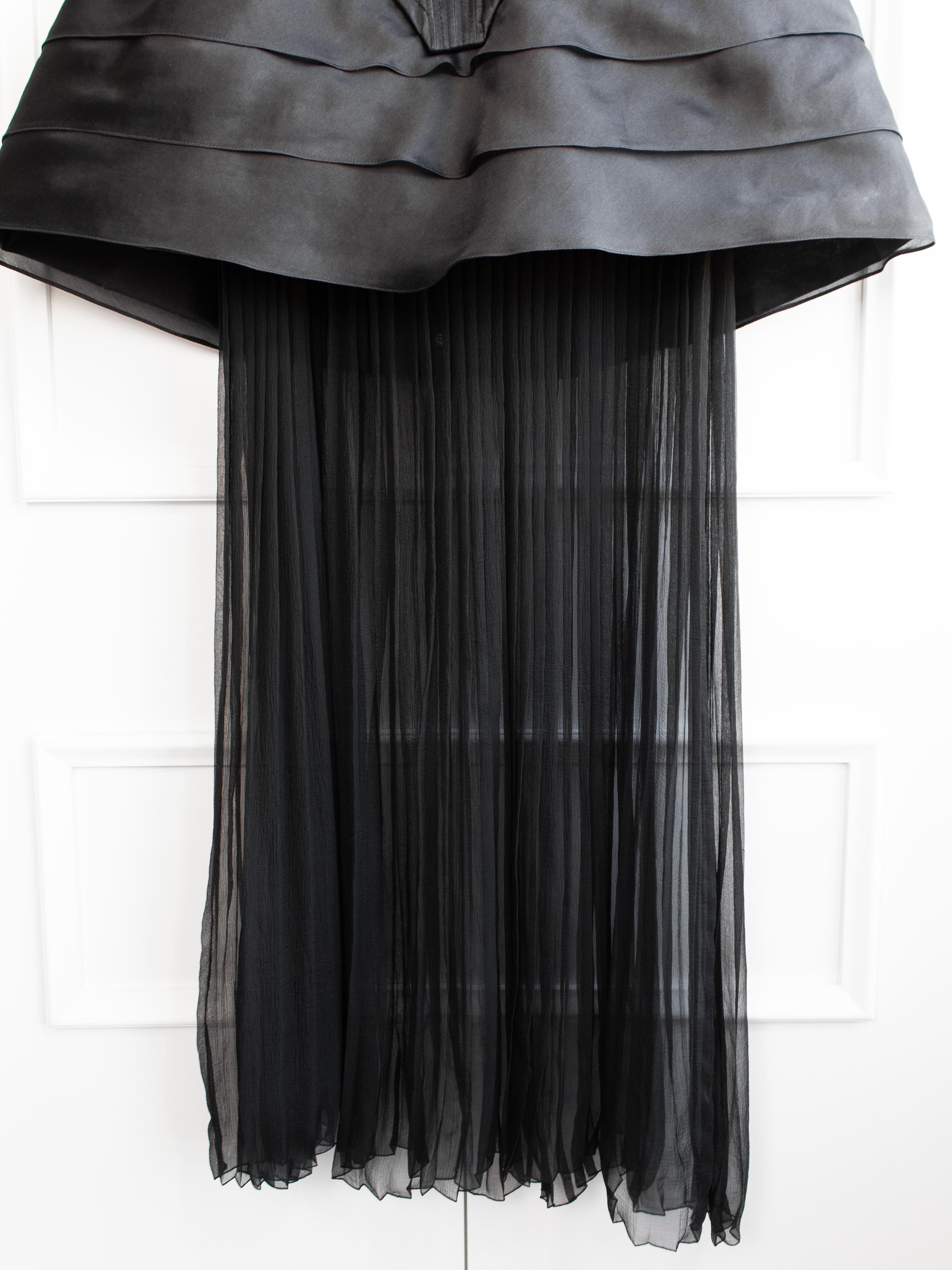 Chanel Vintage Haute Couture Fall/Winter 1992 Black Satin Corset Gown Dress For Sale 7