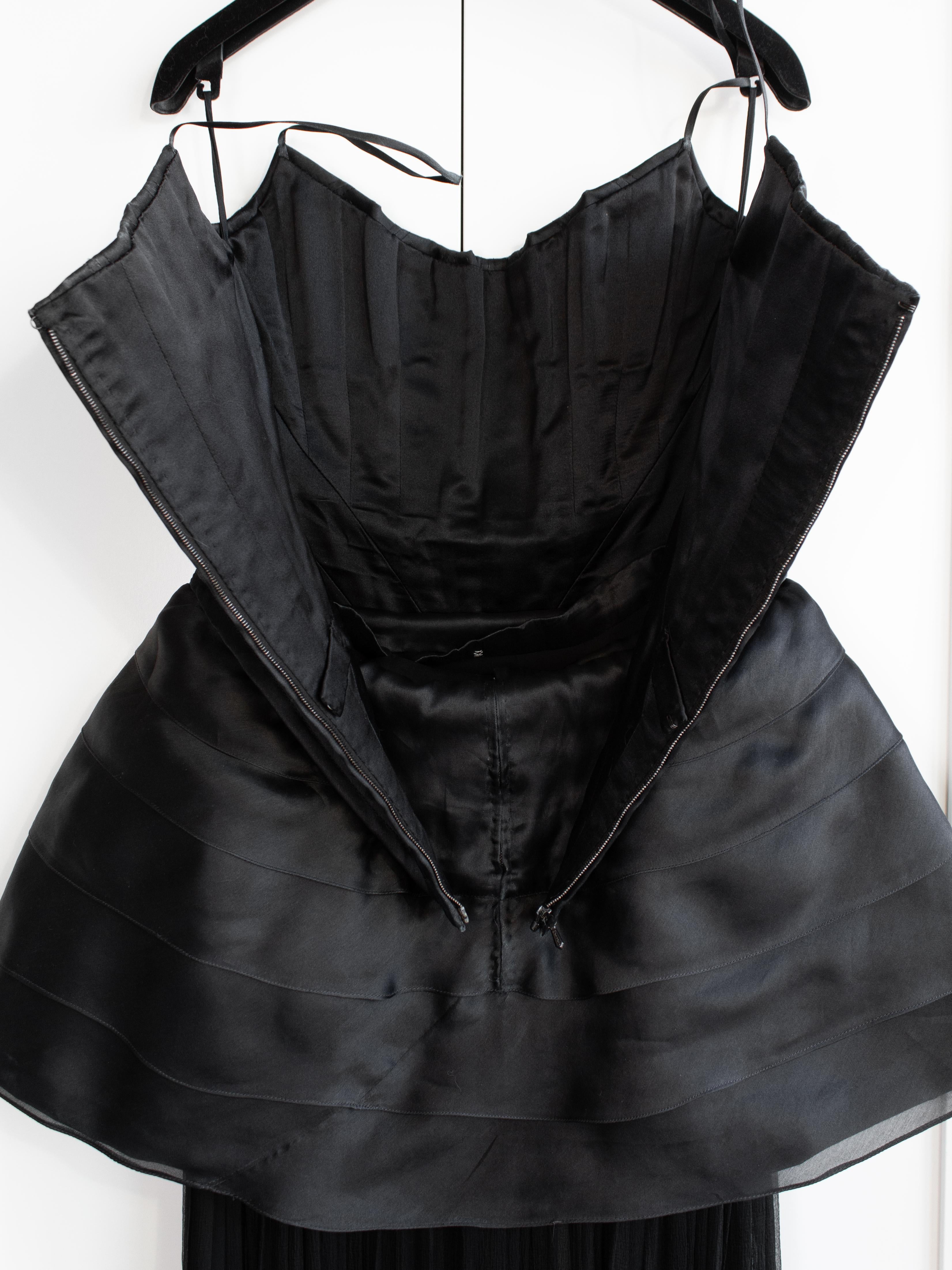 Chanel Vintage Haute Couture Fall/Winter 1992 Black Satin Corset Gown Dress For Sale 8