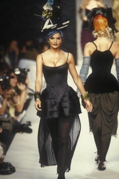 Chanel Vintage Haute Couture Fall/Winter 1992 Black Satin Corset Gown Dress