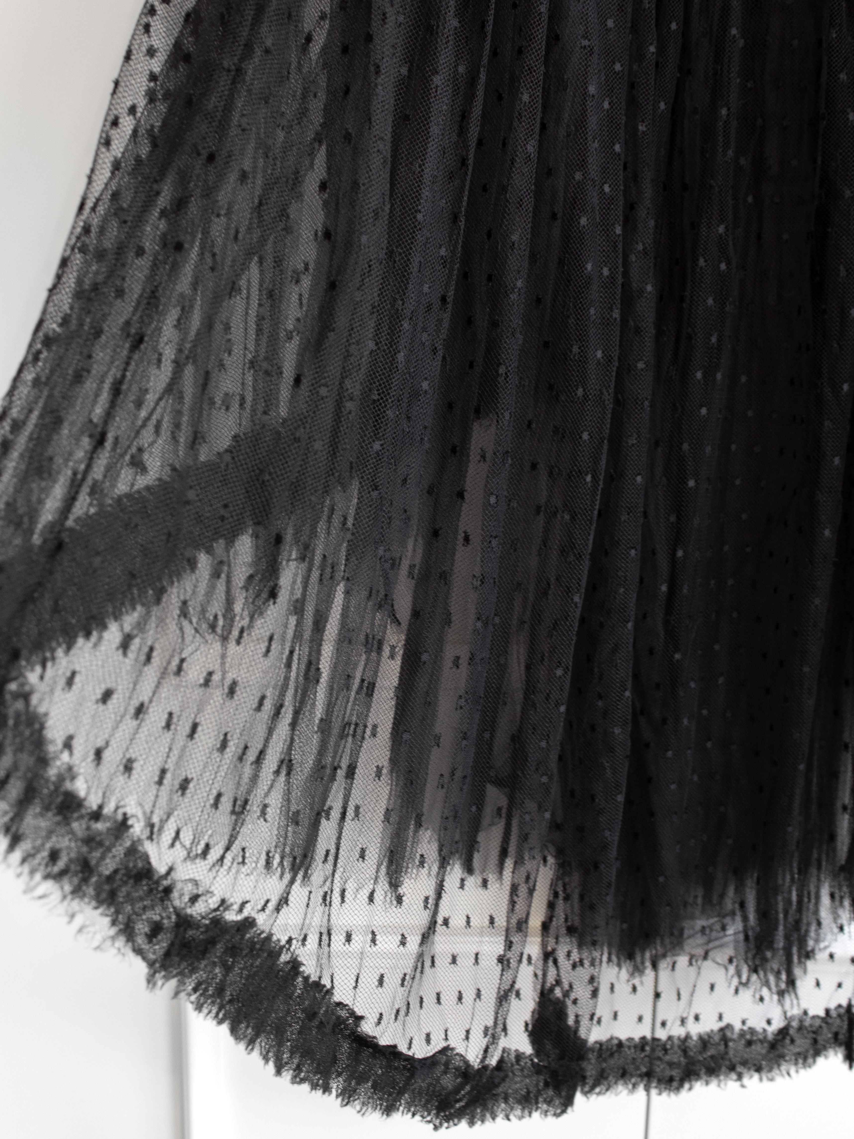 Chanel Vintage Haute Couture Fall/Winter 2003 Black Swiss Dot Tulle Skirt 9
