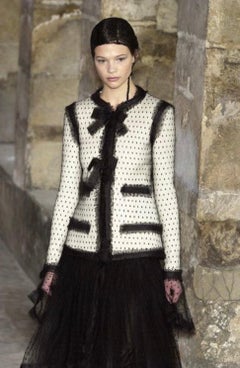Chanel Vintage Haute Couture Fall/Winter 2003 Black Swiss Dot Tulle Skirt