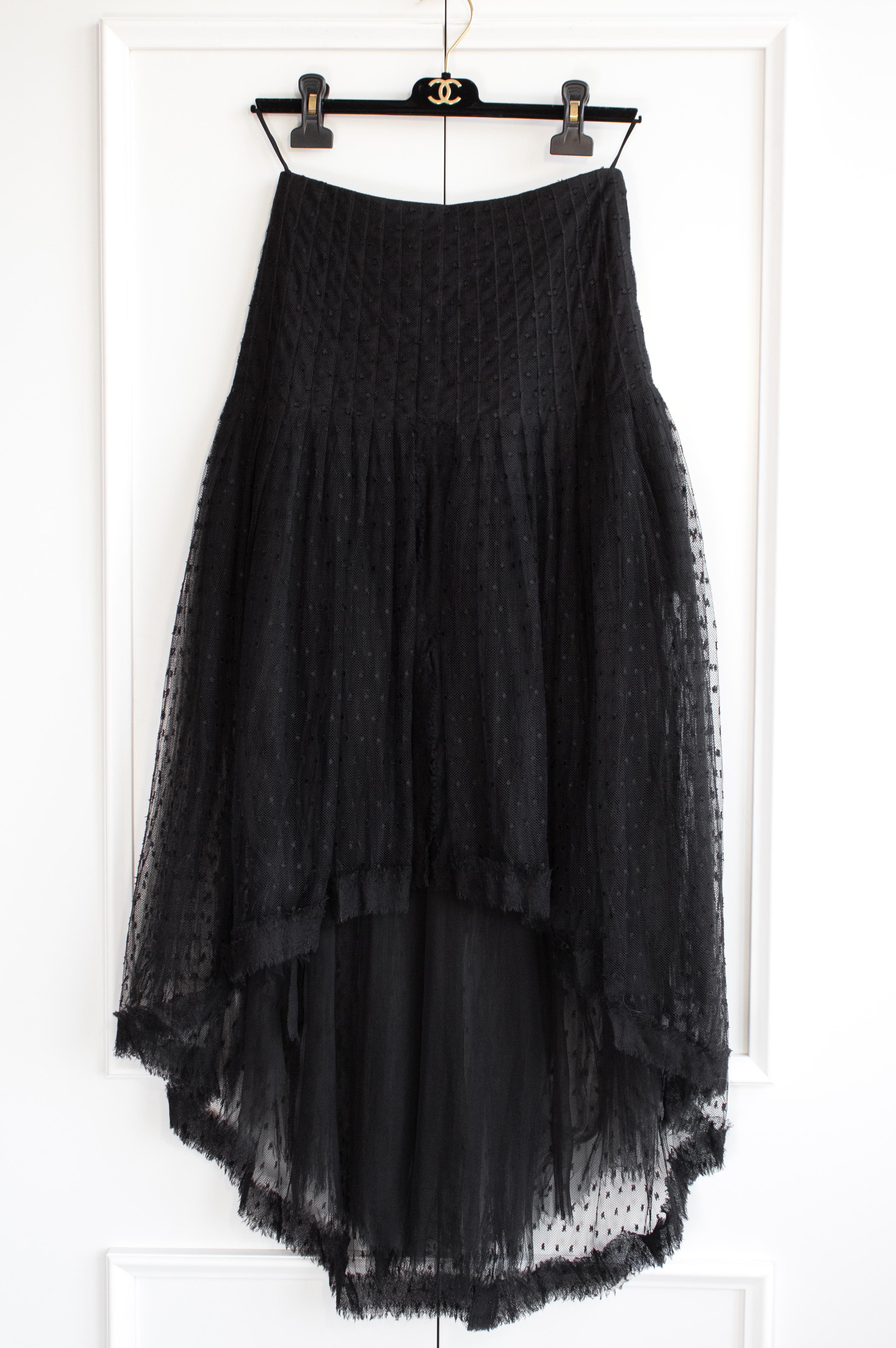 Chanel Vintage Haute Couture Fall/Winter 2003 Black Swiss Dot Tulle Skirt 1