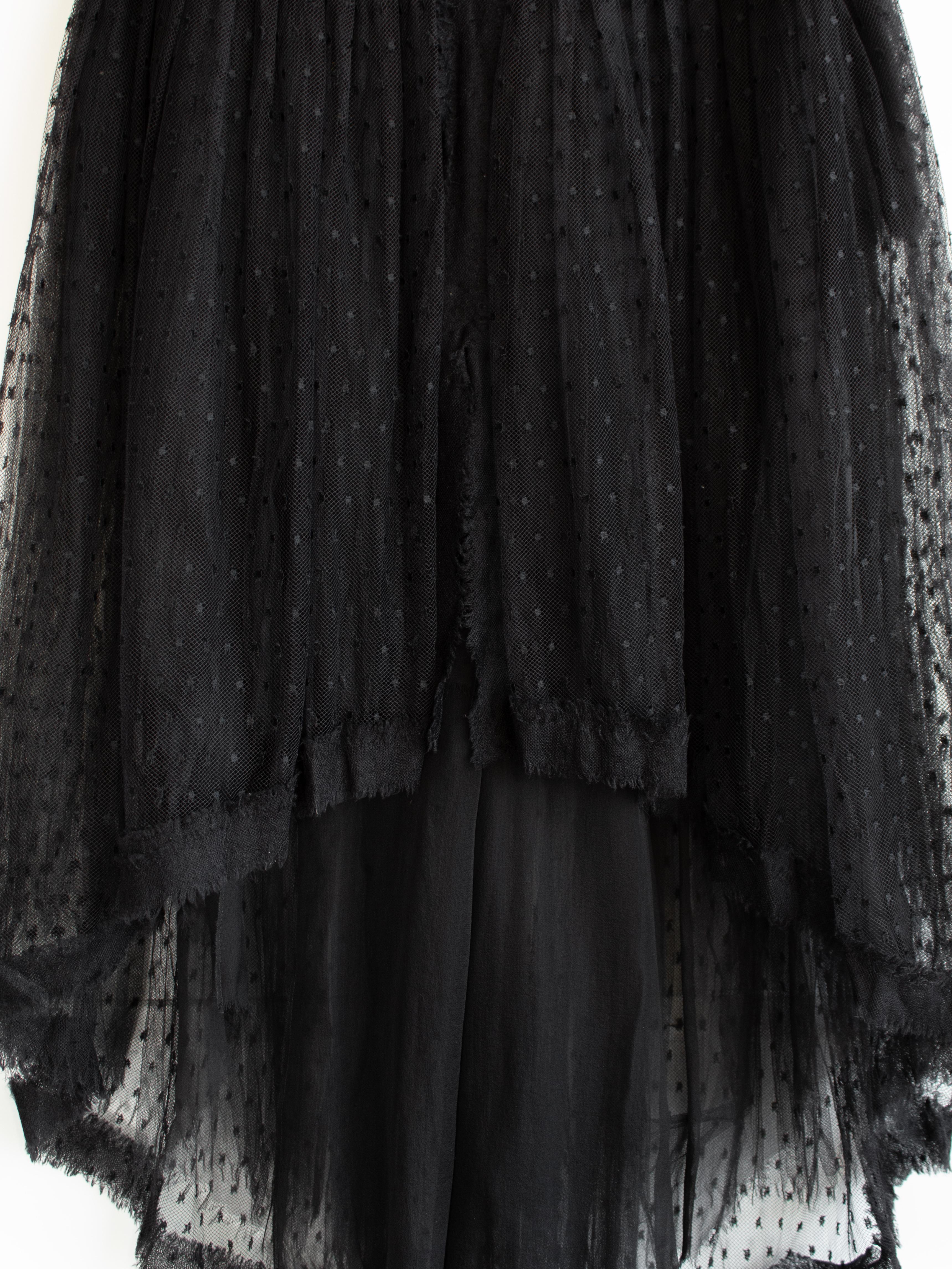 Chanel Vintage Haute Couture Fall/Winter 2003 Black Swiss Dot Tulle Skirt 4