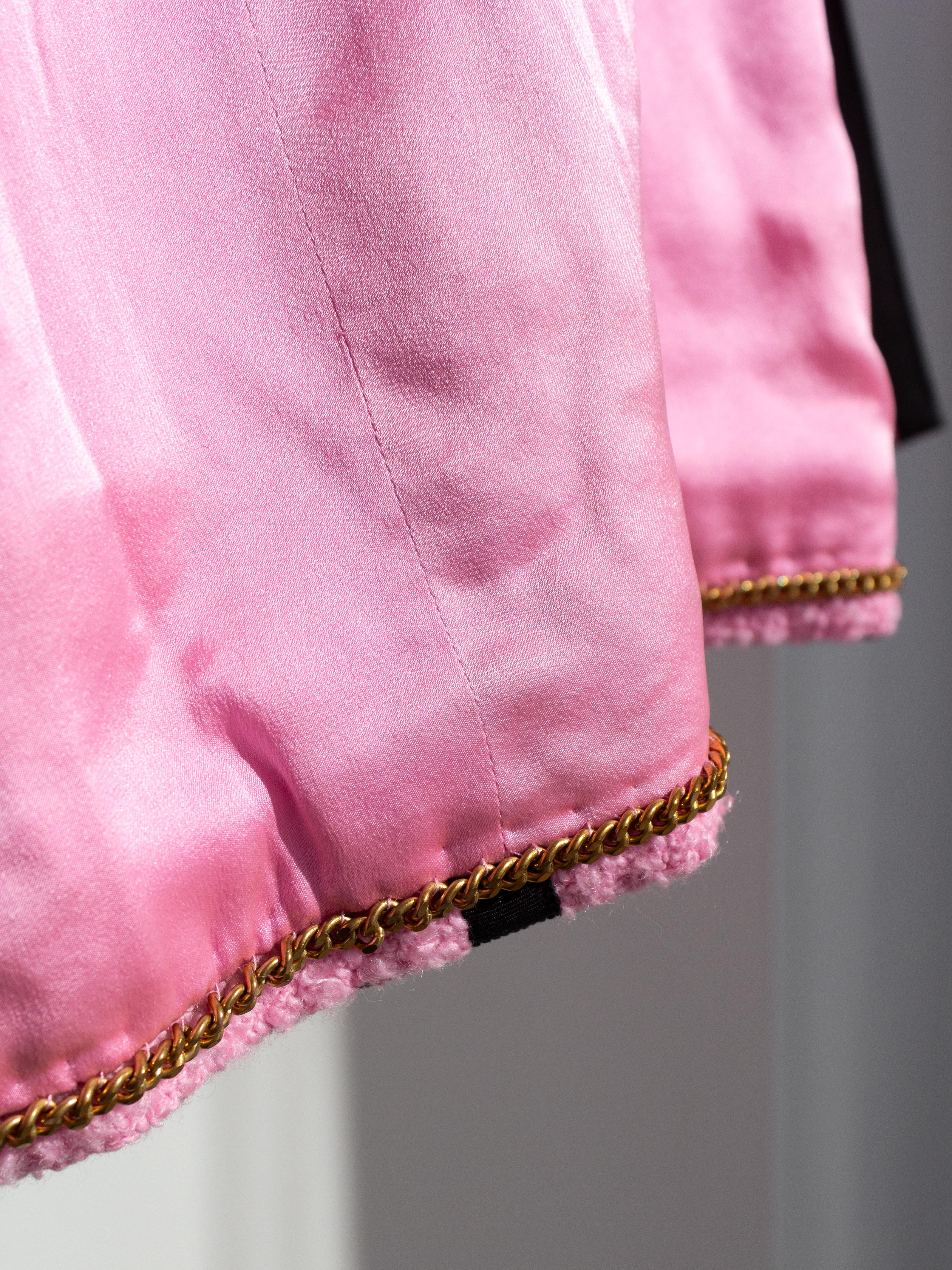Chanel Vintage Haute Couture S/S 1991 Pink Black Tweed CC Jacket 7