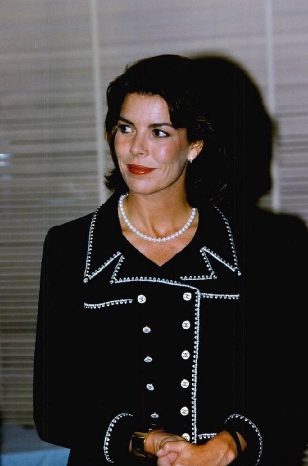 Chanel Vintage Haute Couture F/S 1995 Schwarz Weiß CC Tweed Jacke Rock Anzug Damen