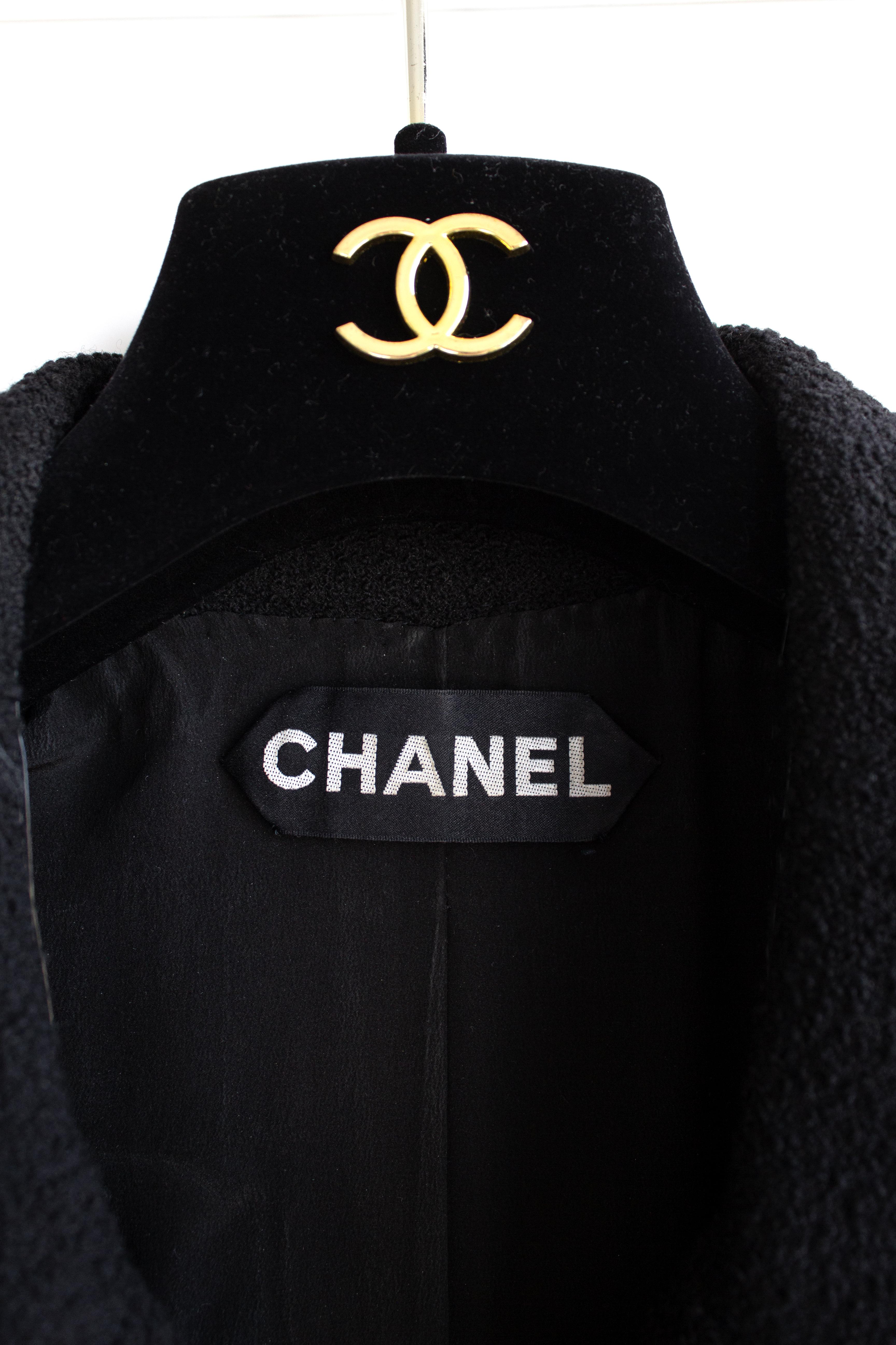 Chanel Vintage Haute Couture F/S 1995 Schwarz Weiß CC Tweed Jacke Rock Anzug 5