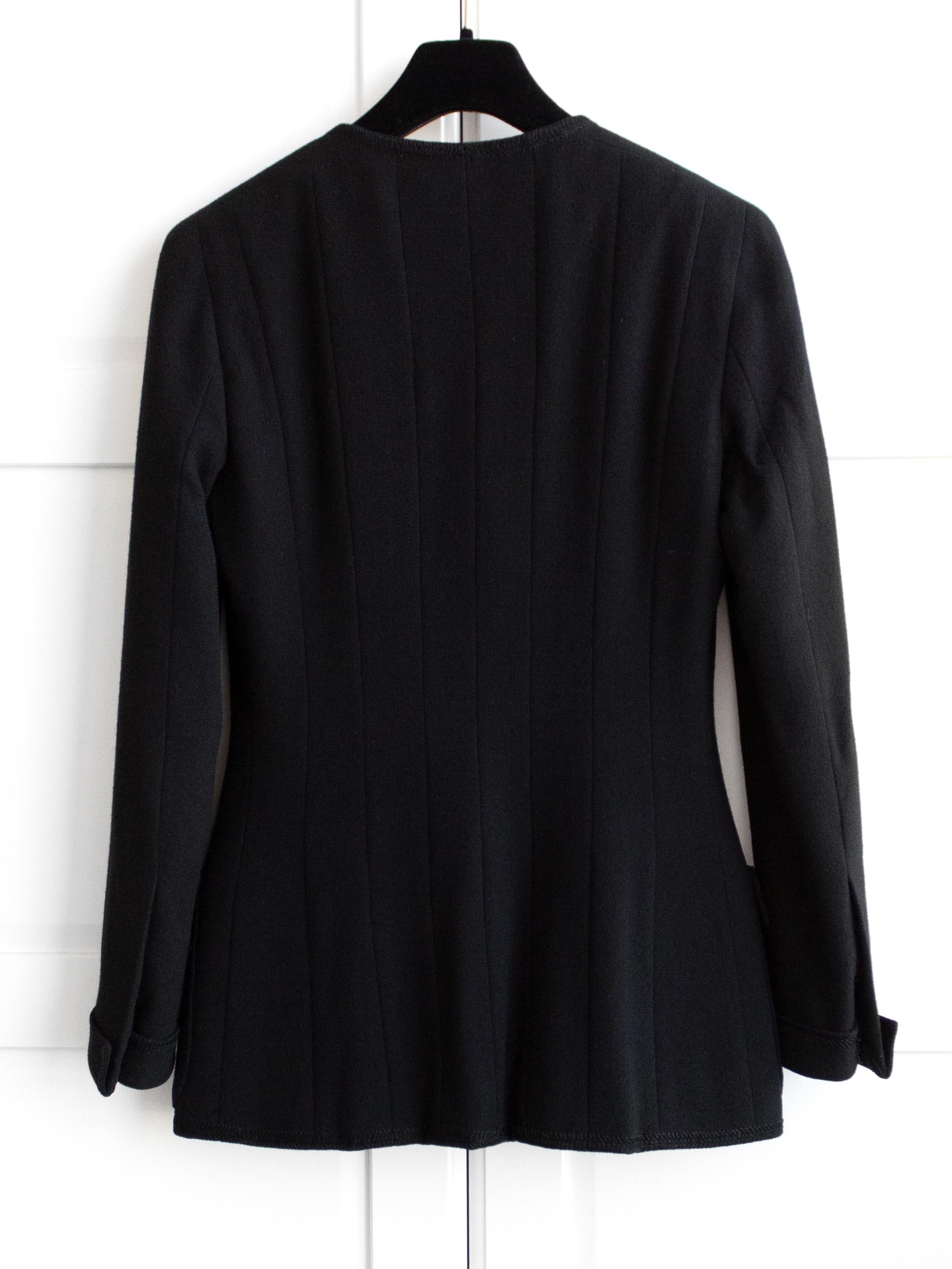 Chanel Vintage Haute Couture Spring/Summer 1996 Classic LBJ Black Blazer Jacket In Good Condition For Sale In Jersey City, NJ