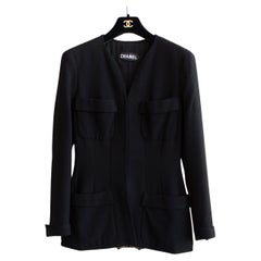 Chanel Vintage Haute Couture Spring/Summer 1996 Classic LBJ Black Blazer Jacket