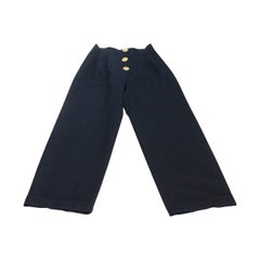Chanel Vintage Hose mit hochgeschnittener Taille und weitem Bein,  Large CC Sunburst Buttons 36 / 4