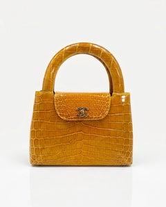 Chanel Vintage Honey Gold Crocodile Medium Top Handle "Kelly" Bag
