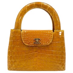 Chanel Vintage Honey Gold Crocodile Medium Top Handle "Kelly" Bag