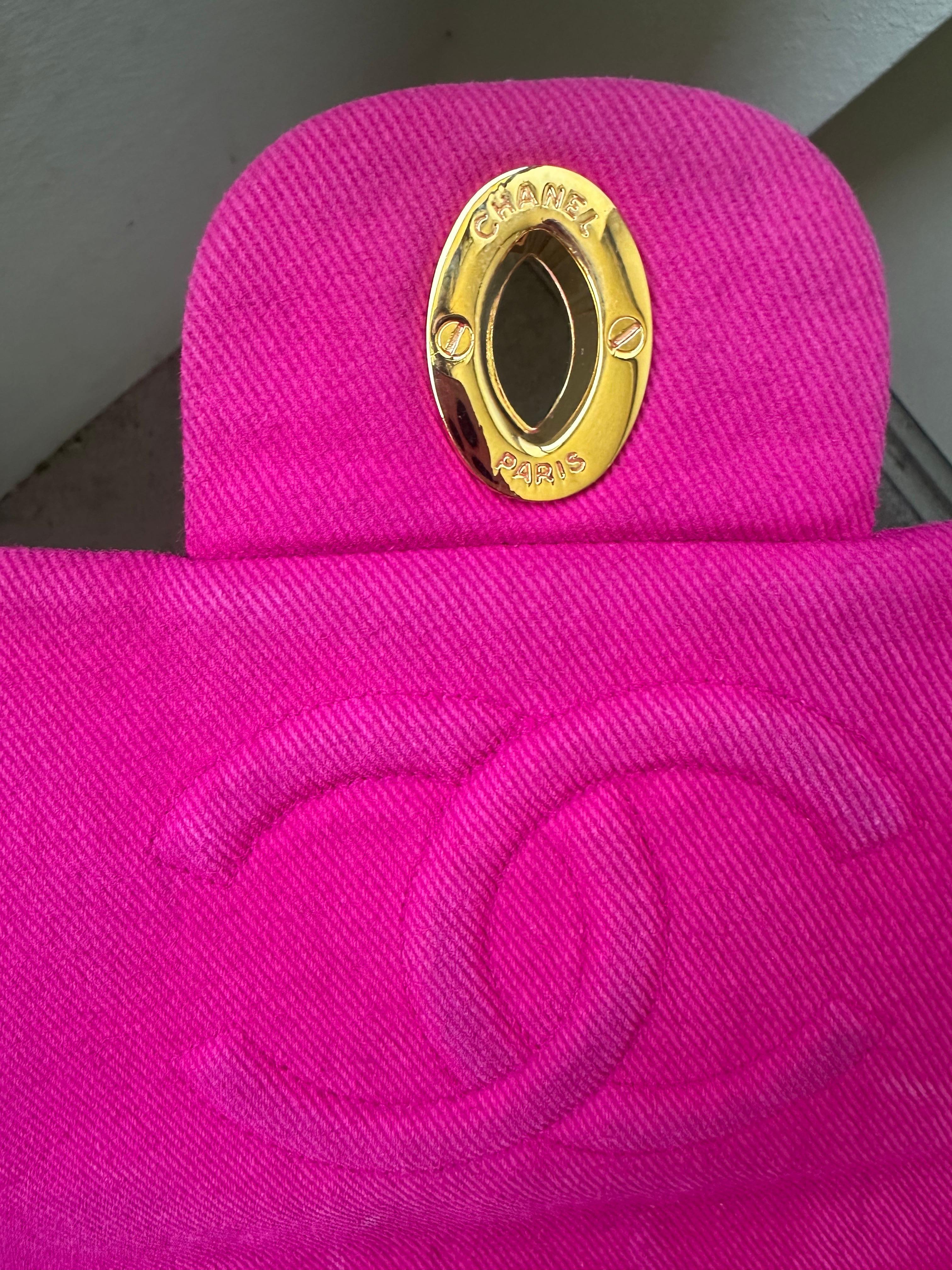 Chanel Vintage Hot Pink Denim Maxi For Sale 10