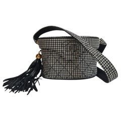 Chanel Vintage Houndstooth Vanity Case Crossbody Bag