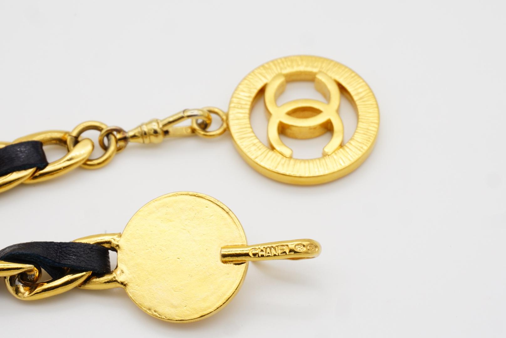 Chanel Vintage Iconic CC Logo Marineblauer Leder ineinander verschlungener Kette Gliederhalskette Gürtel im Angebot 9