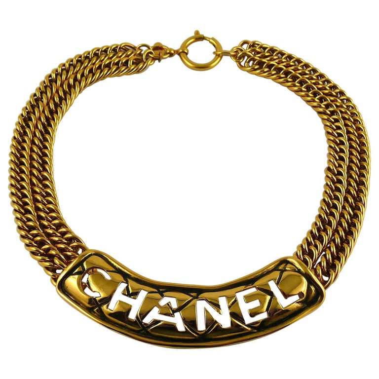 Chanel Vintage Iconic Cut Out Choker Necklace For Sale at 1stdibs