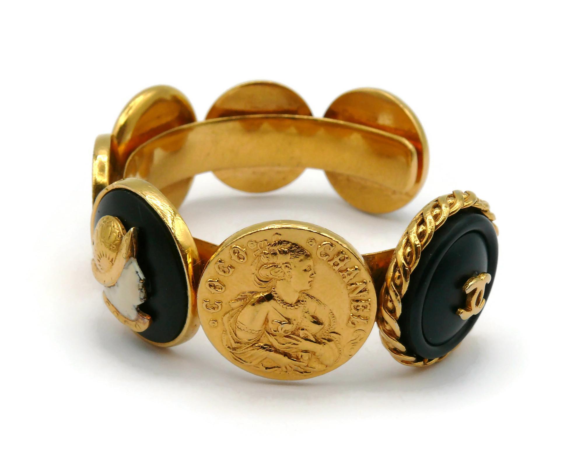 CHANEL Vintage Iconic Gold Tone Coins Bangle Bracelet For Sale 6