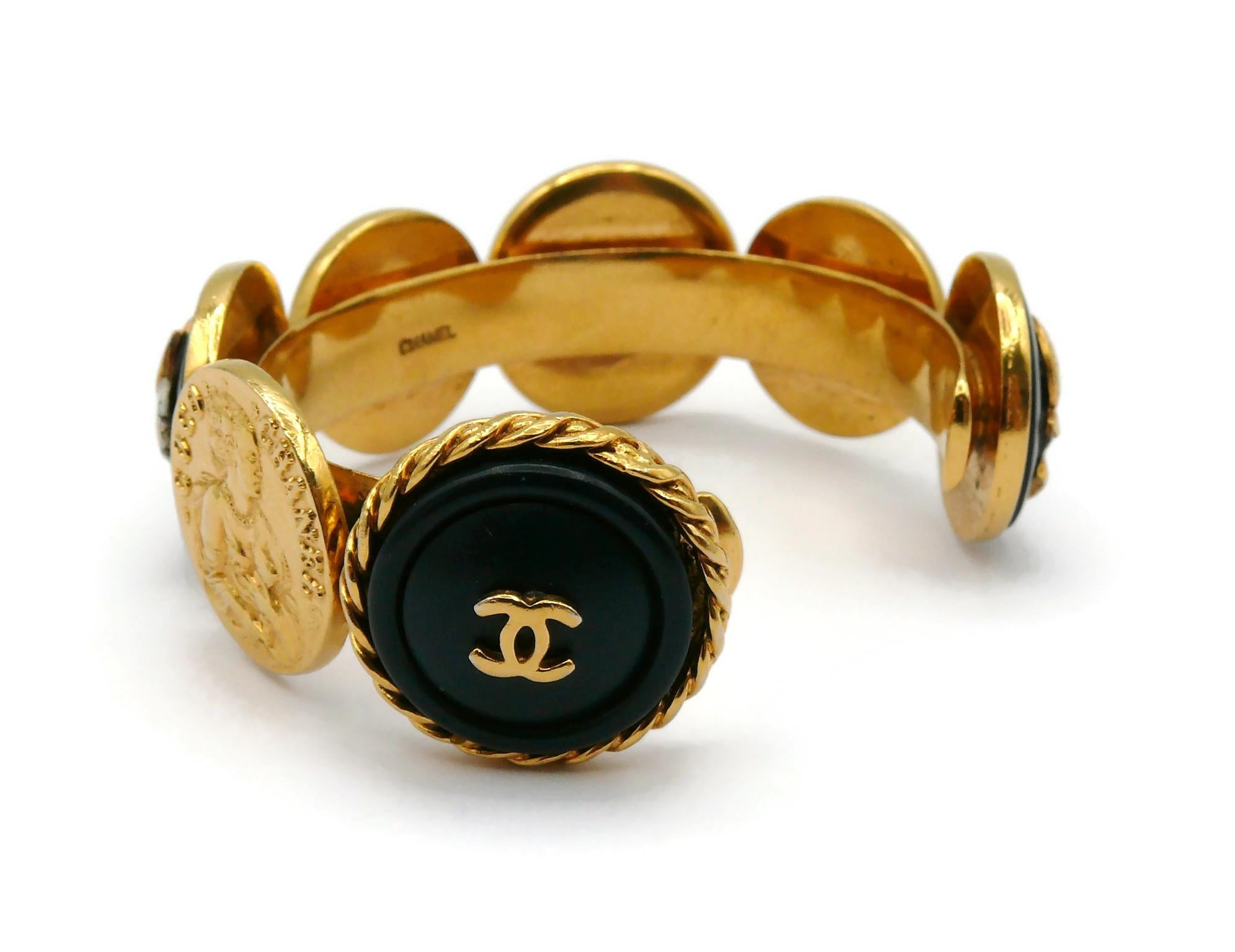 CHANEL Vintage Iconic Gold Tone Coins Bangle Bracelet For Sale 9