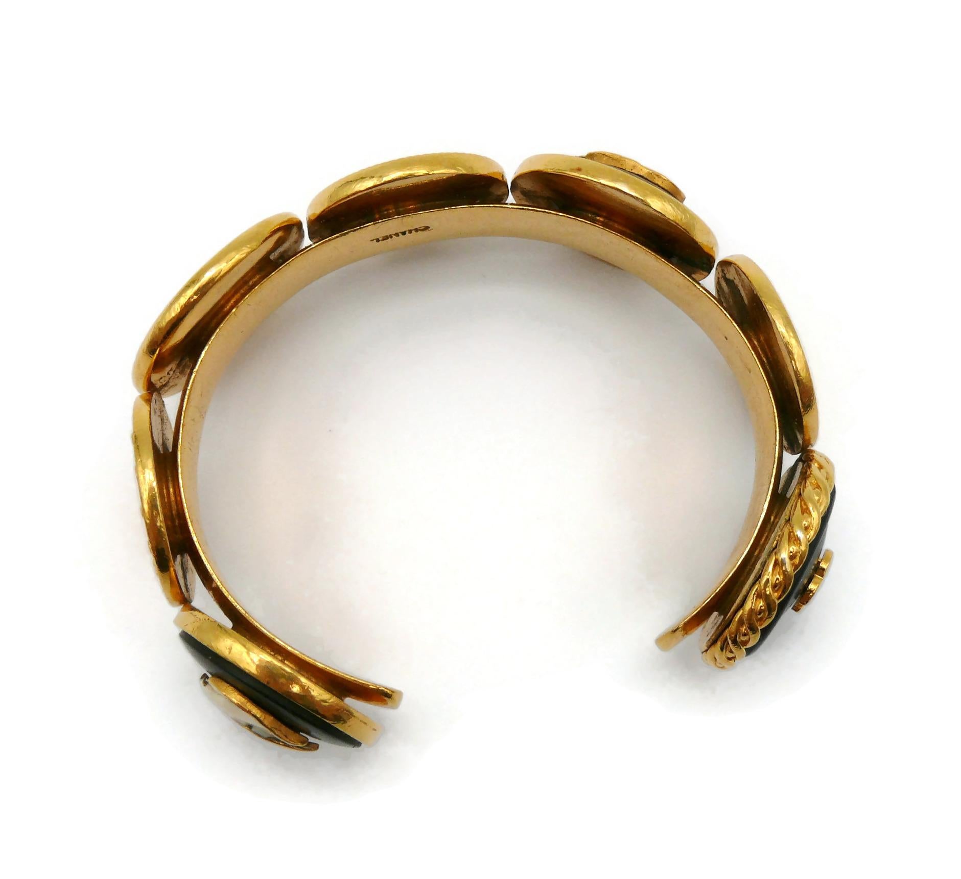 CHANEL Vintage Iconic Gold Tone Coins Bangle Bracelet For Sale 14