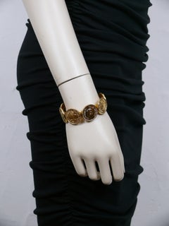 CHANEL Vintage Iconic Gold Tone Coins Bangle Bracelet