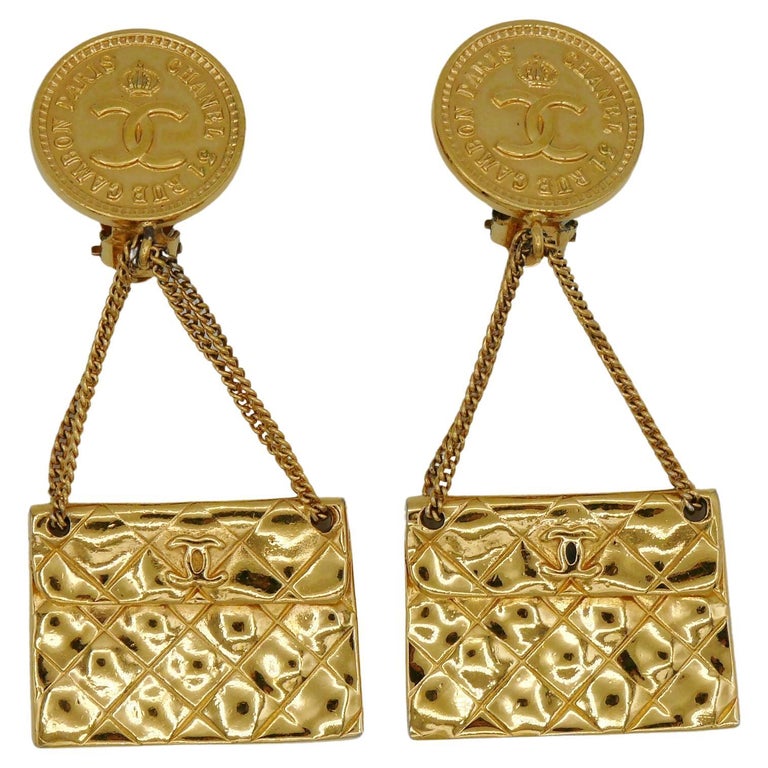 Chanel Large Quilted Medallion Clip On Earrings