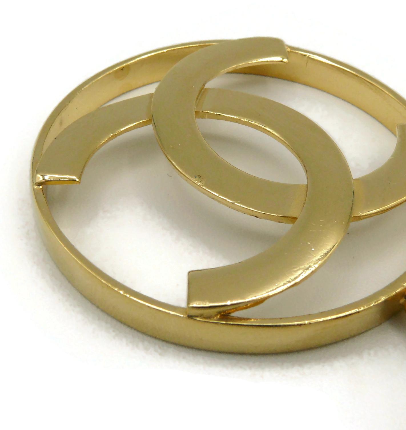 Chanel Vintage Iconic Gold Toned CC Logo Hoop Earrings  For Sale 6