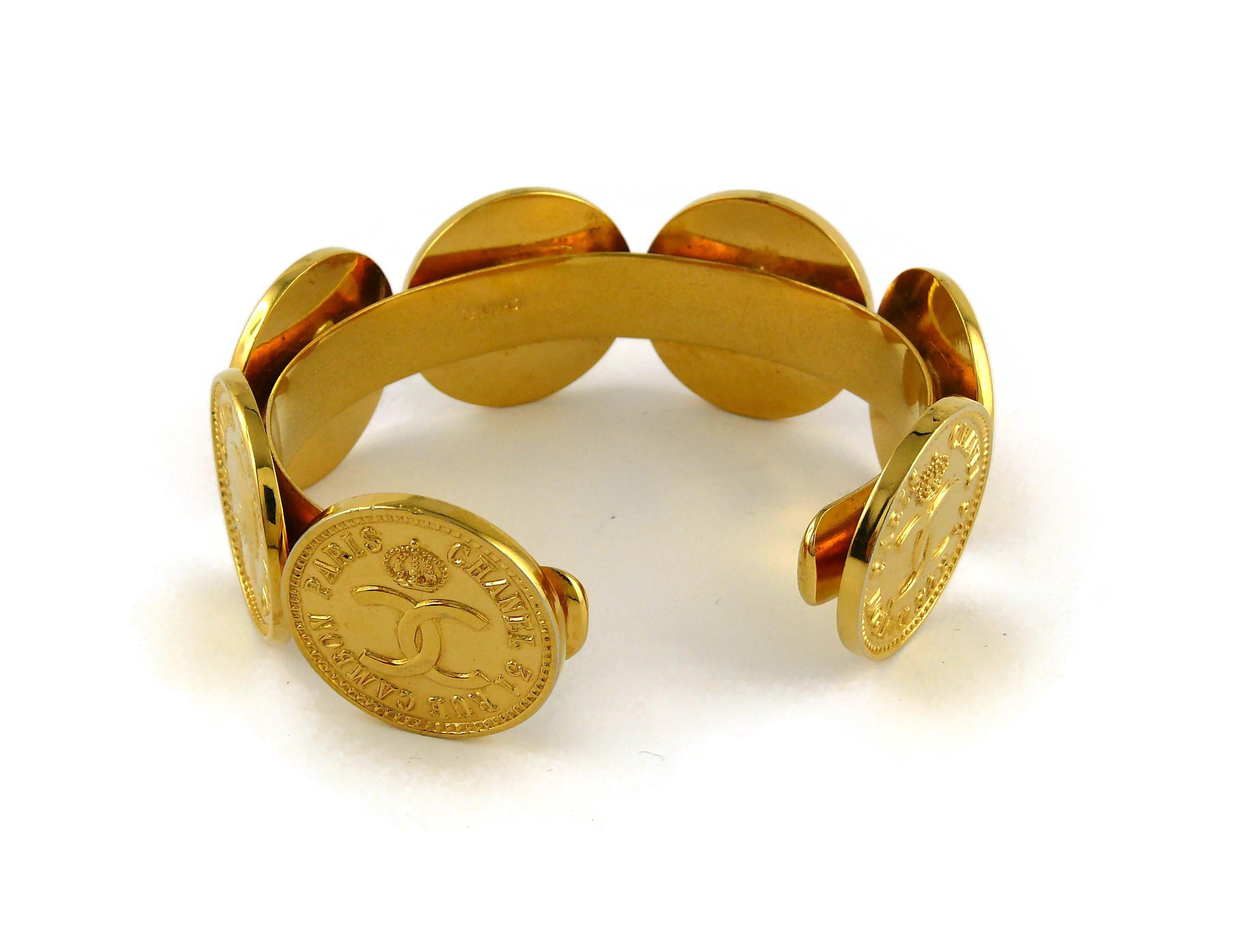 Chanel Vintage Iconic Gold Toned Coins Cuff Bracelet 1