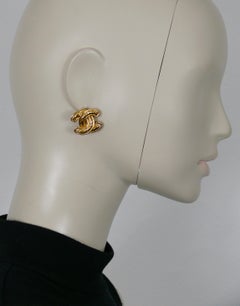 CHANEL Vintage Iconic Quilted CC Logo Clip On Earrings