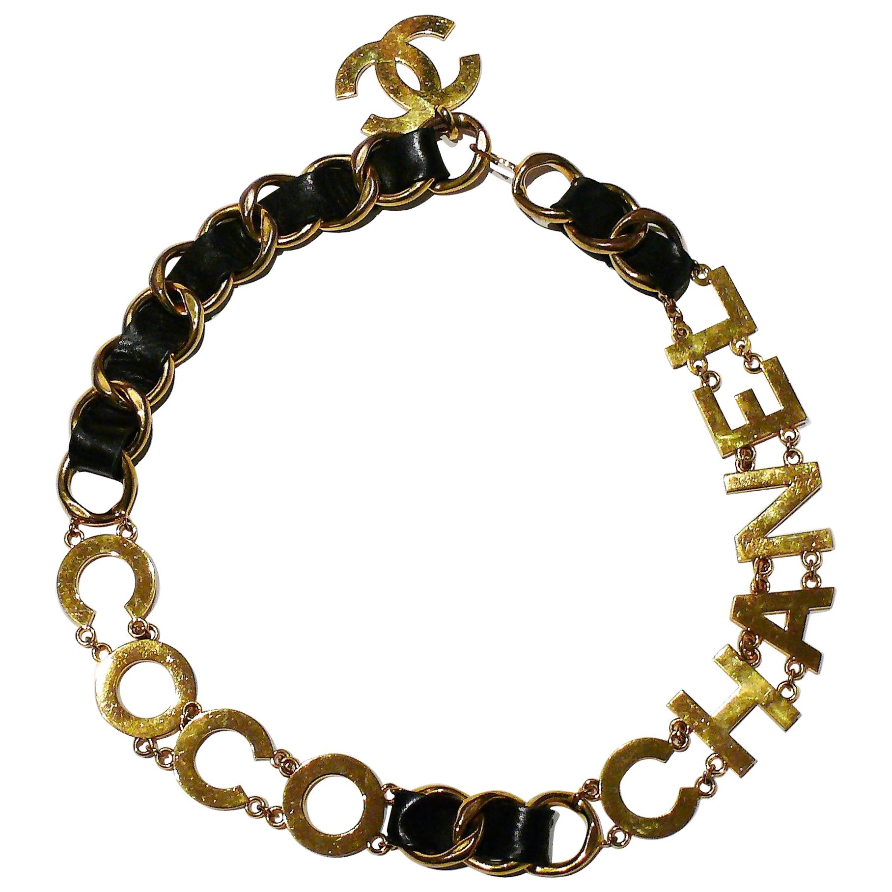 Chanel Vintage Iconic Spell Out Coco Chanel Chain Belt