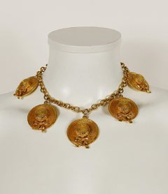 Chanel Vintage Iconic Gold Tone Sun Hat Charm Necklace