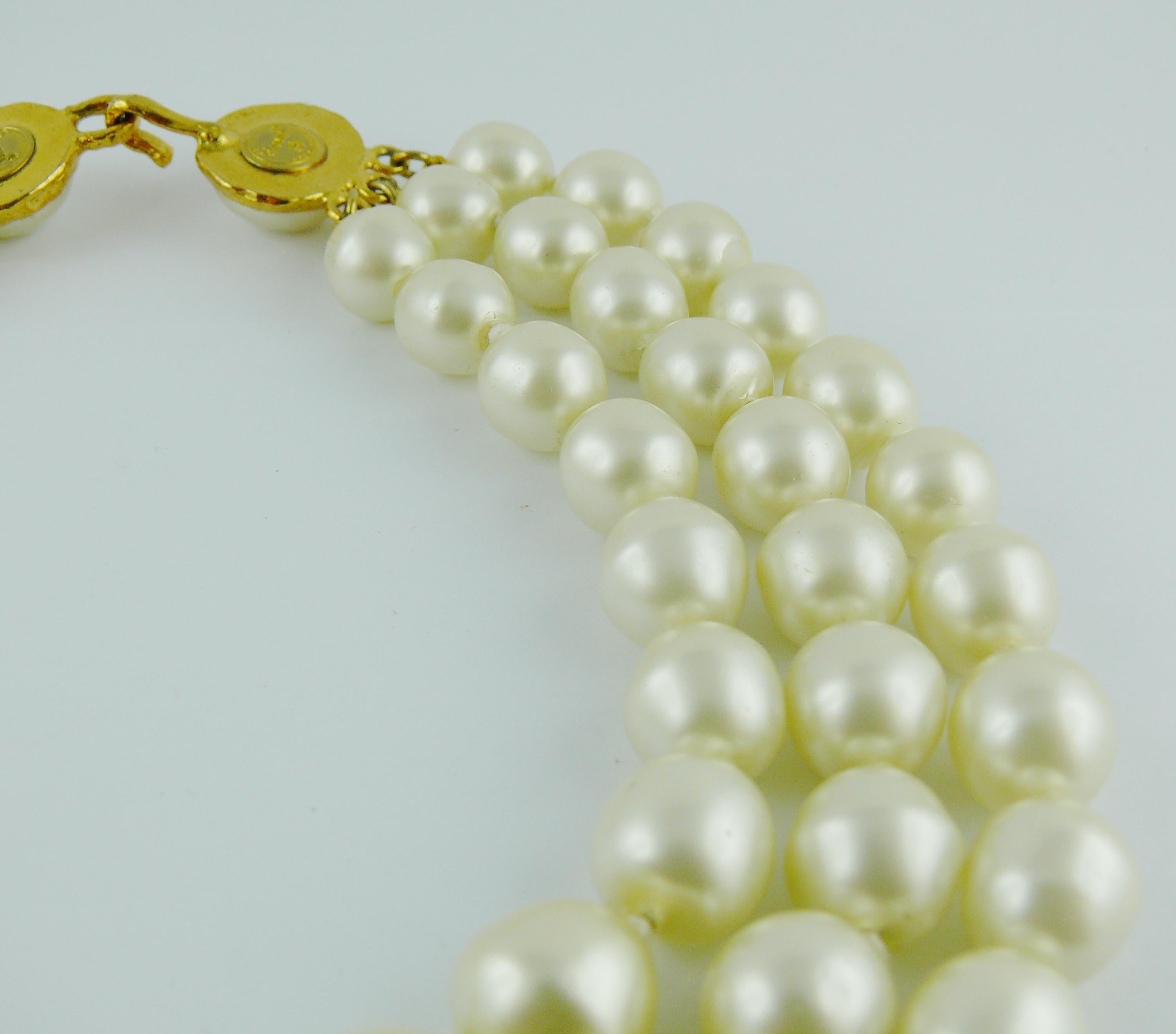 Chanel Vintage Iconic Triple Strand Pearl Necklace  5