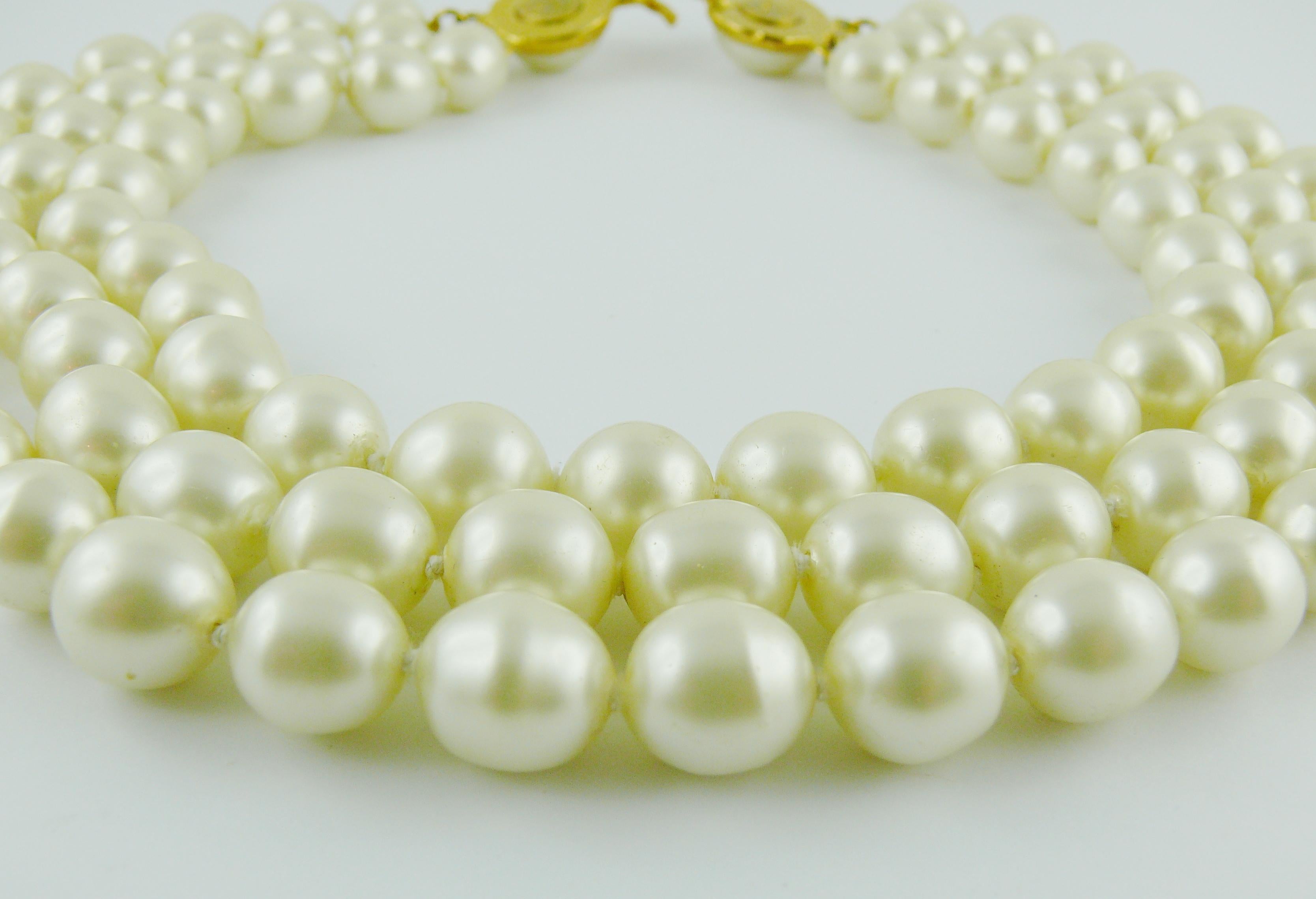 Chanel Vintage Iconic Triple Strand Pearl Necklace  6