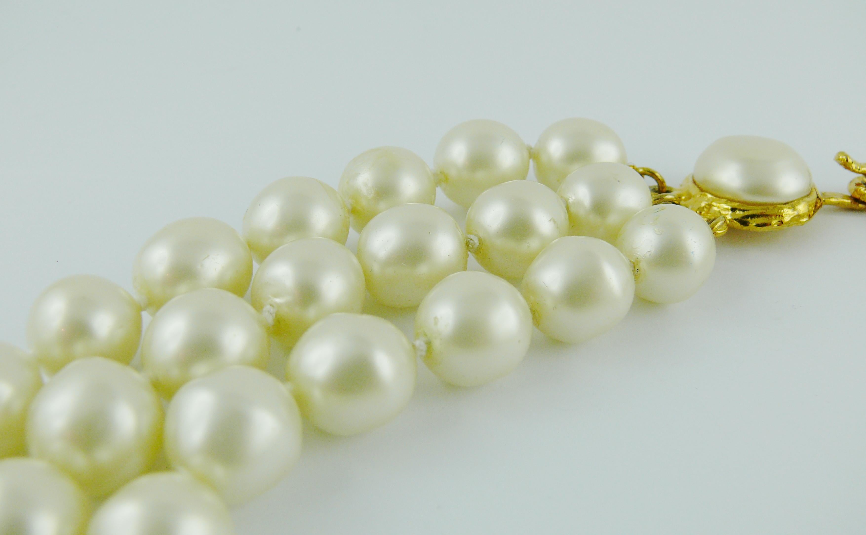 Chanel Vintage Iconic Triple Strand Pearl Necklace  7