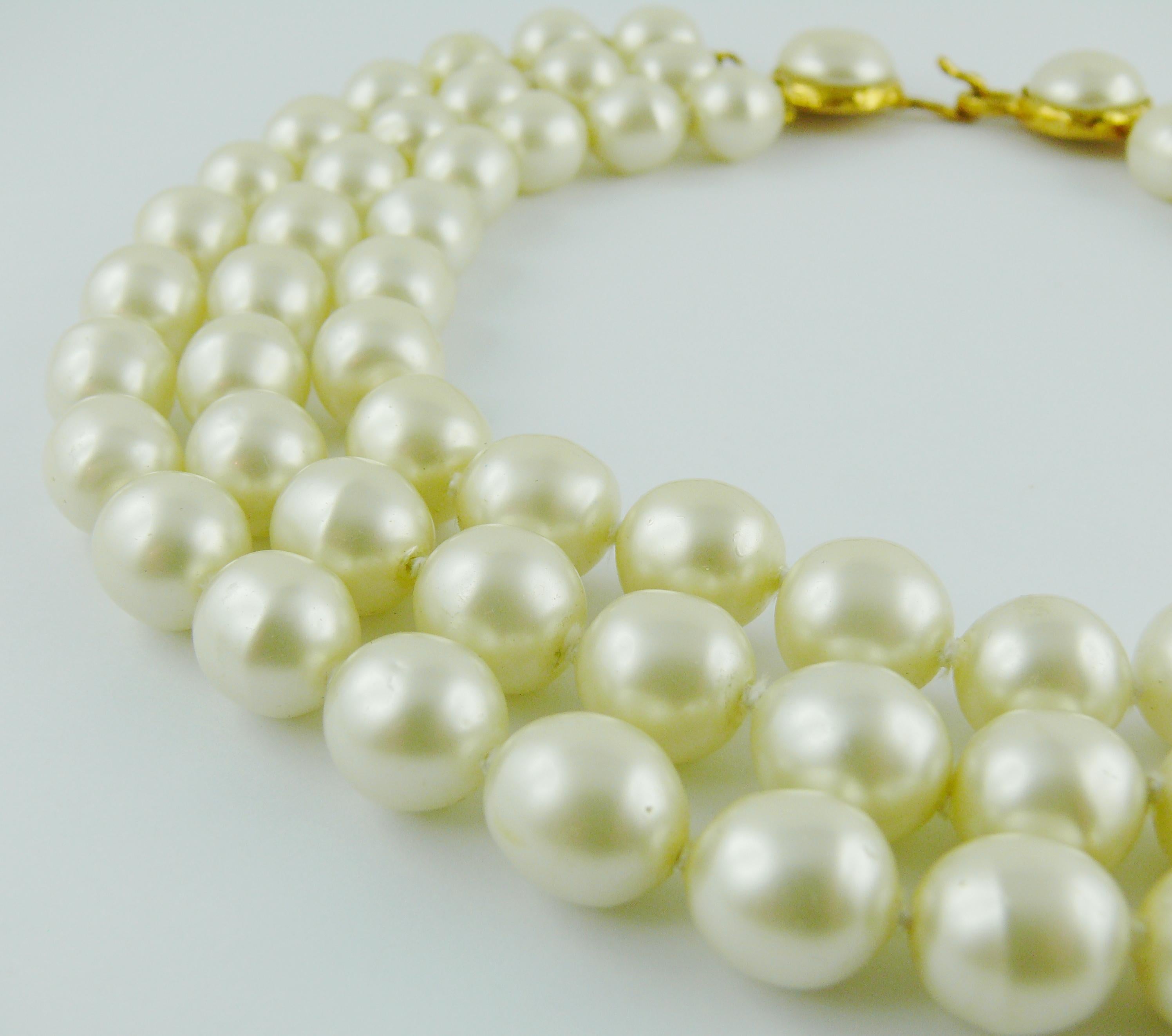 Chanel Vintage Iconic Triple Strand Pearl Necklace  8