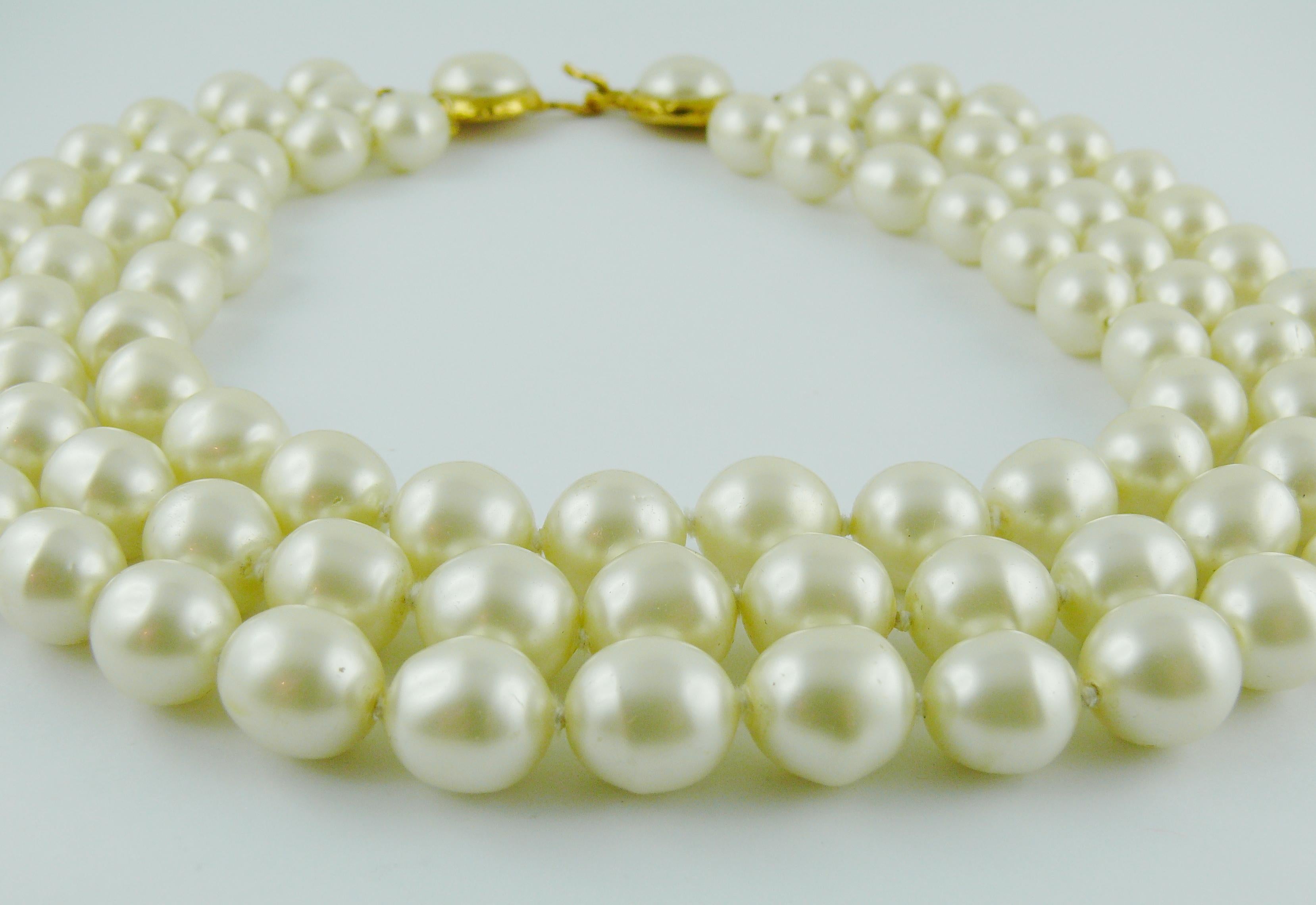 Chanel Vintage Iconic Triple Strand Pearl Necklace  9