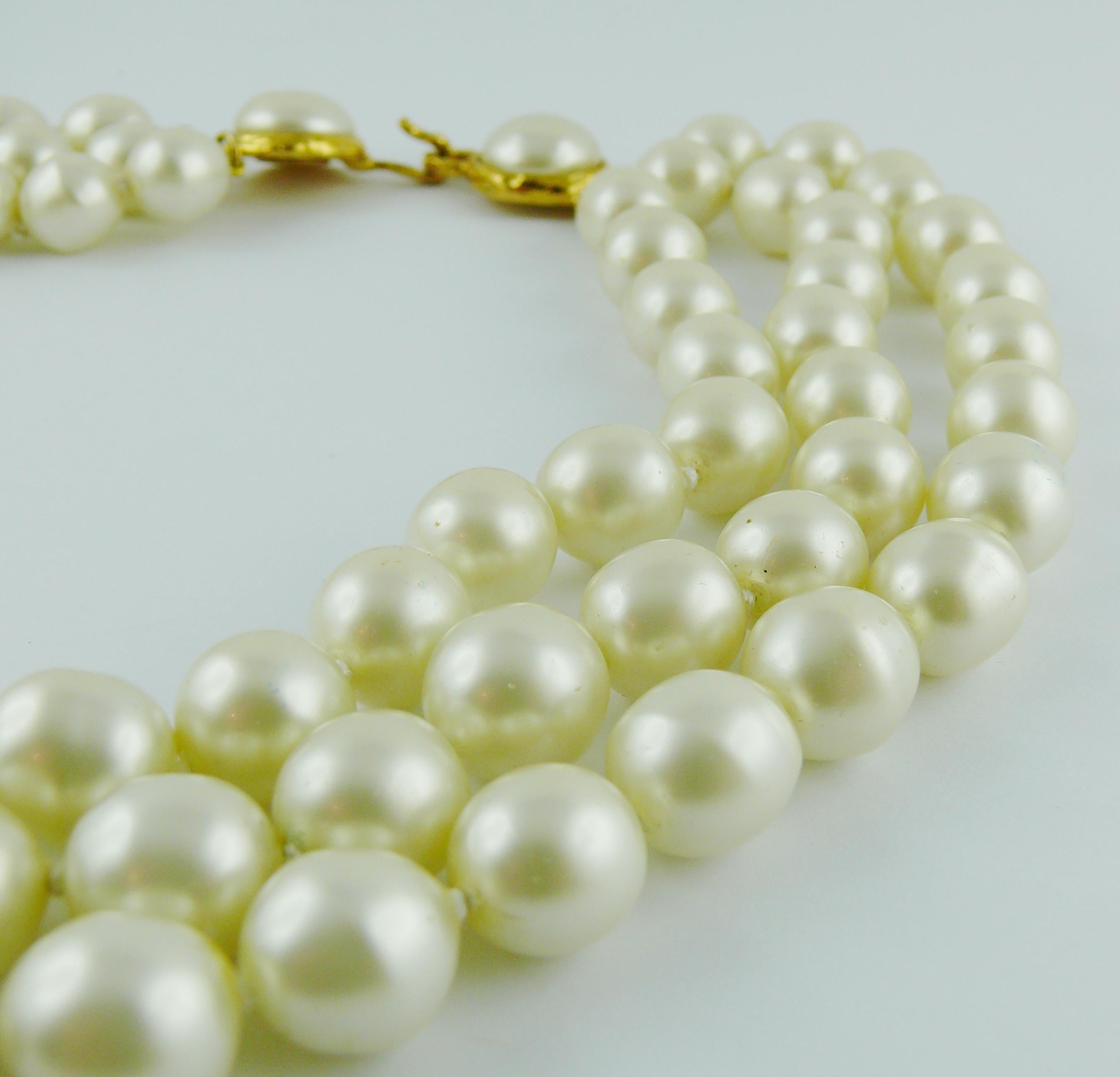 Chanel Vintage Iconic Triple Strand Pearl Necklace  10
